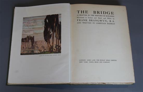 Barman, Christian - The Bridge ... , illustrated by Frank Brangwyn, 4to, original half cloth, sunned, London and